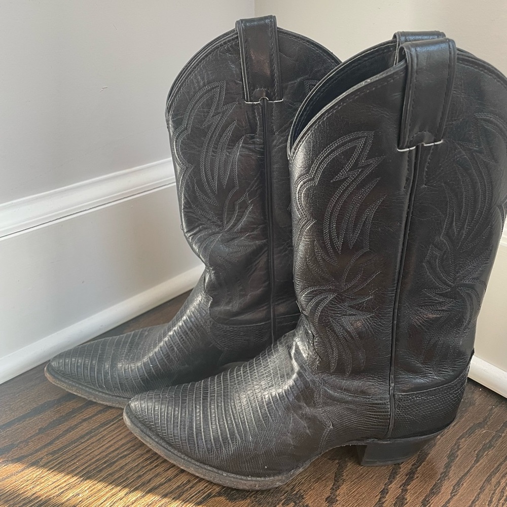 JUSTIN tall black lizard skin cowboy boots